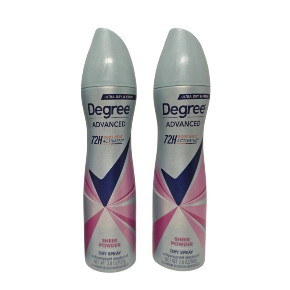 Degree Advanced Sheer‎ Powder Dry Spray Deodorant 3.8 oz 72H Protection Lot of 2
